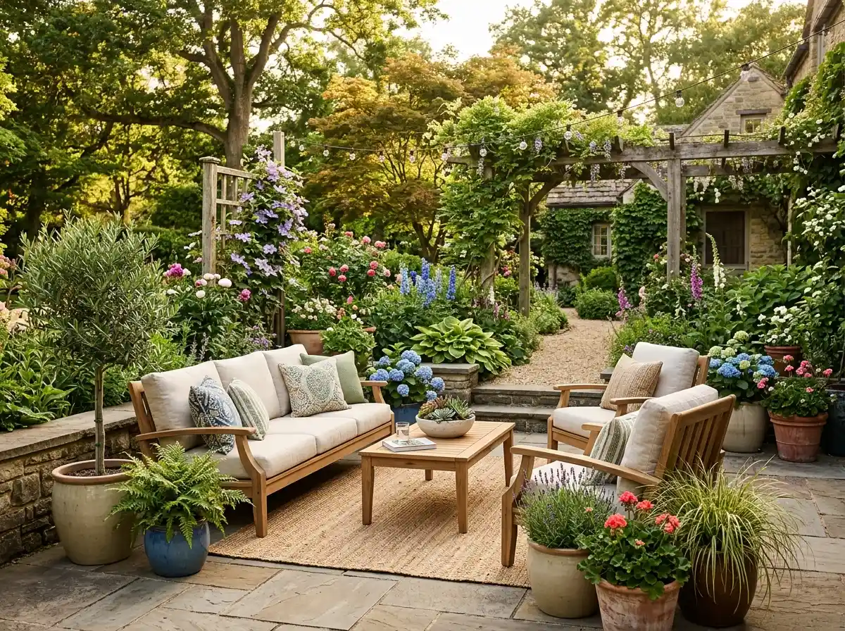 Garden with outdoor furniture