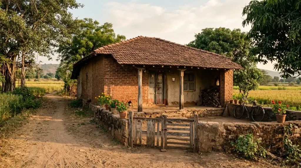 2 room house design in village